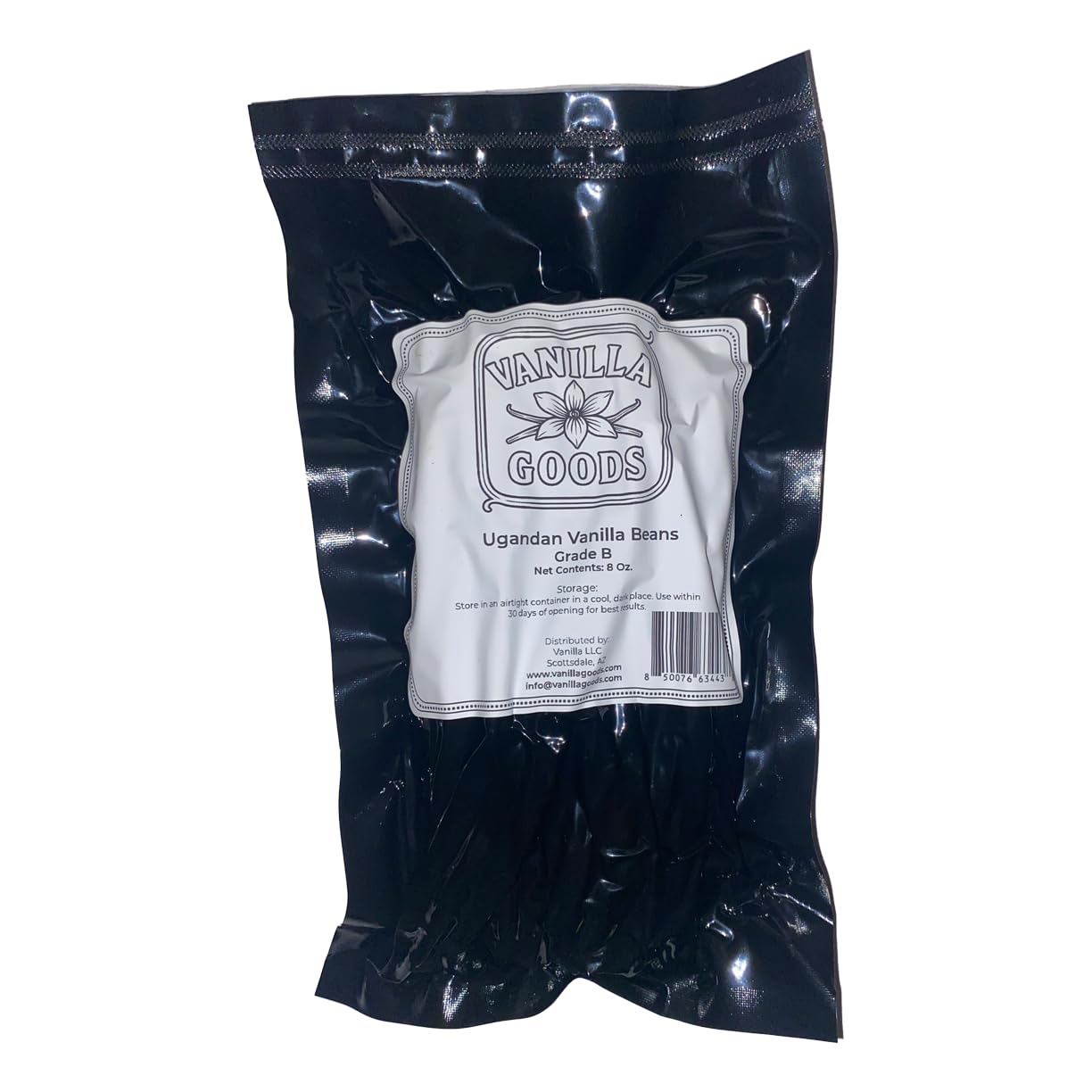 Uganda Vanilla Beans, Grade B, 8 oz bag