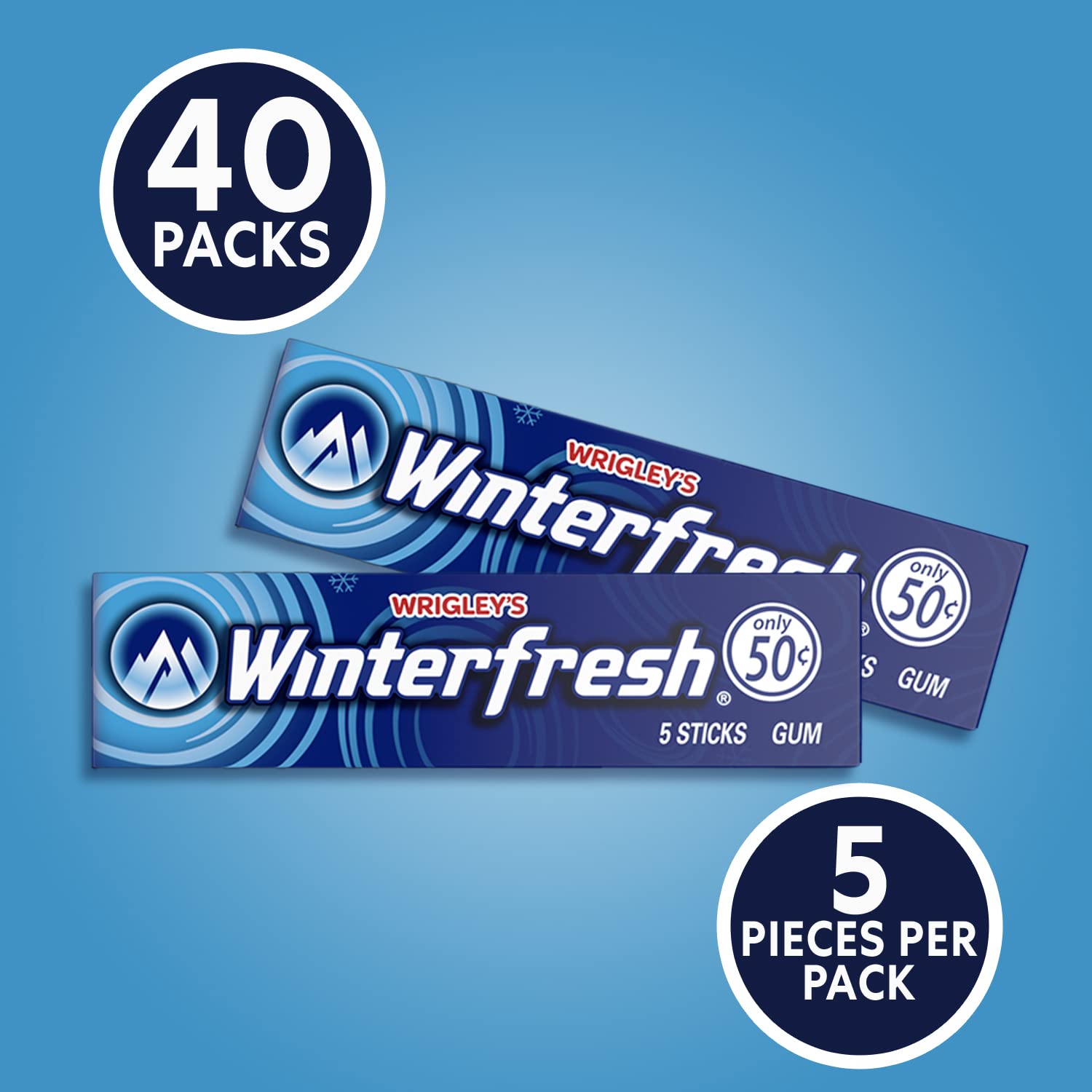 Winterfresh Wrigley's Chewing Gum Bulk Pack, 5 Sticks Per Pack (Pack of 40)