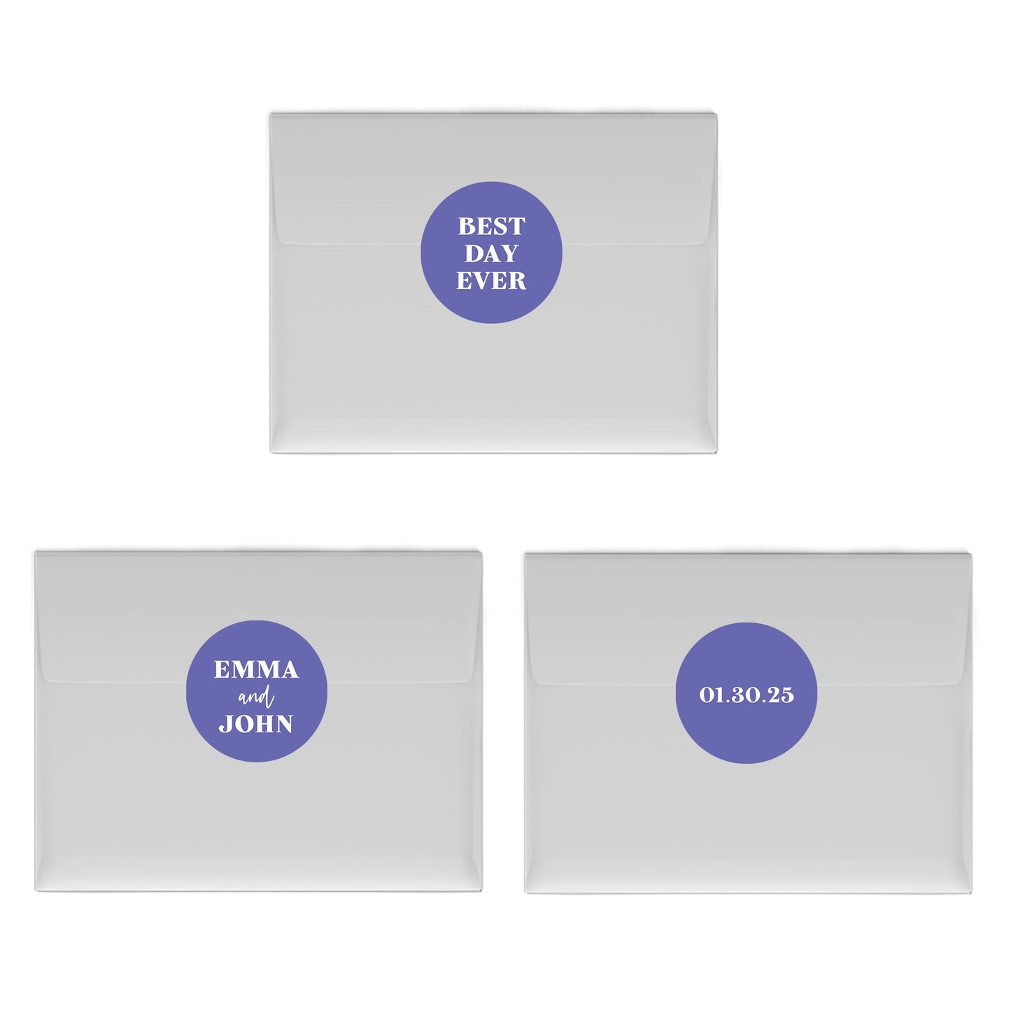 Andaz Press Personalized Very Peri Periwinkle Blue Wedding Collection, Custom Chocolate Drop Label Stickers, Best Day Ever, Custom Name Date Thank You