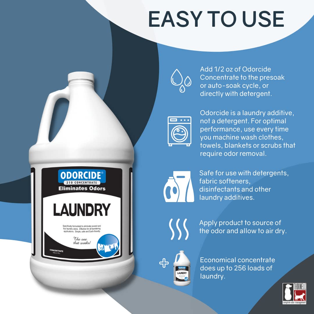 Odorcide - 1 Gallon Concentrated Laundry Odor Eliminator for Strong Odor, All Laundry Uses - Safe, Non-Enzymatic Odor Neutralizer - Laundry Odor