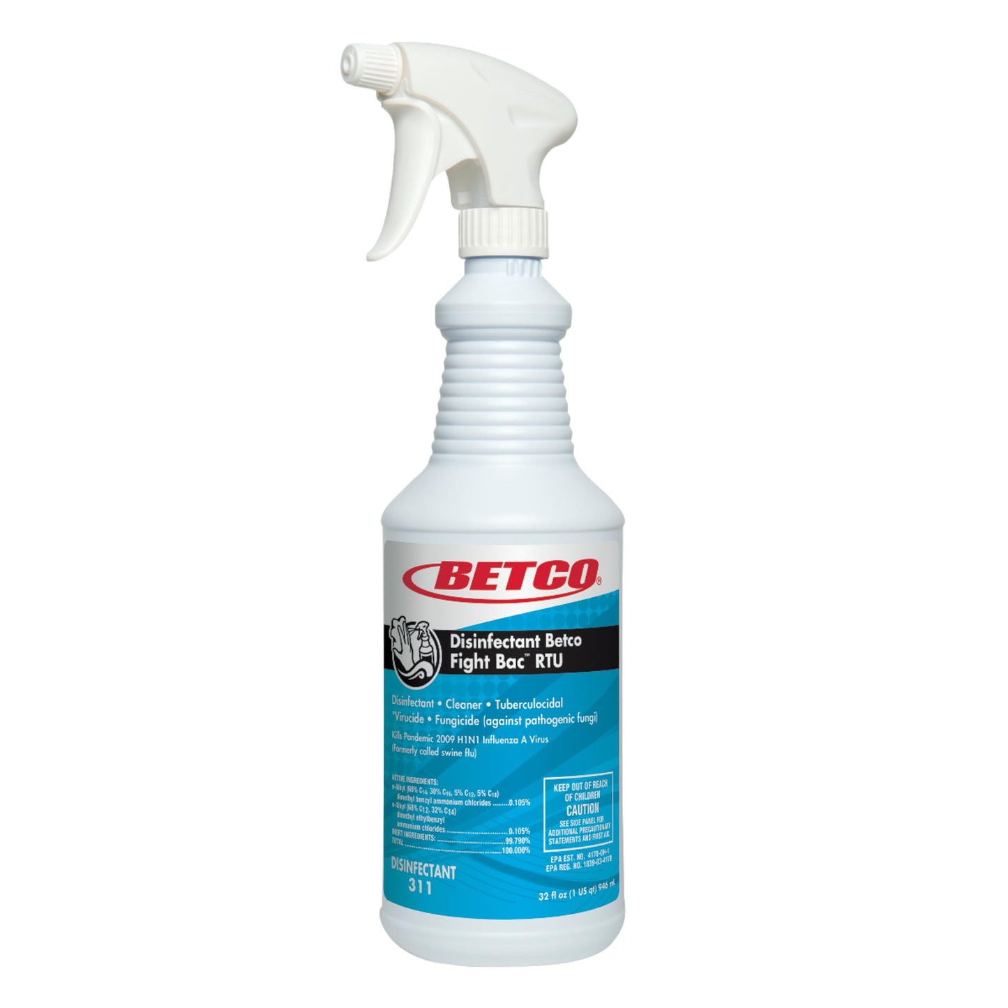 Betco FIGHT BAC RTU Disinfectant Cleaner, Citrus Floral, 32 oz. Bottle, 12/Carton (3111200)