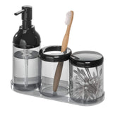 iDesign Finn Bowl Brush and Holder, Toilet Cleaning Set for Bathroom-Black/Smoke, 2 Each