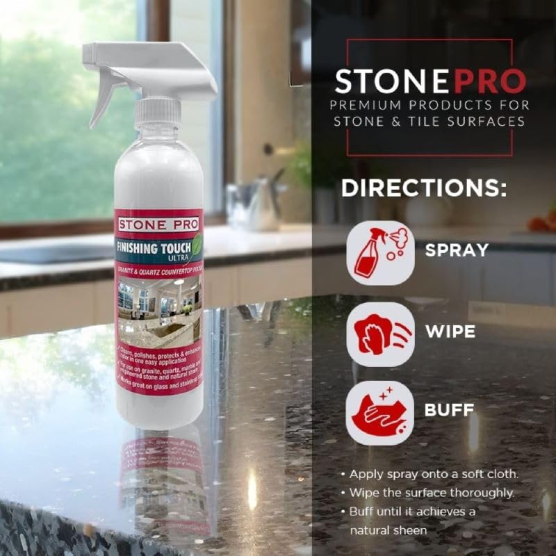 Stone Pro, Stone Spray Polish & Cleaner, Finishing Touch For Countertops Only