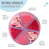 Sweets Indeed Valentines Dye Free Sprinkles | Red & Pink Sanding Sugar with Red White Pink Jimmies Mix | Baking & Decorating | No Artificial Dyes |