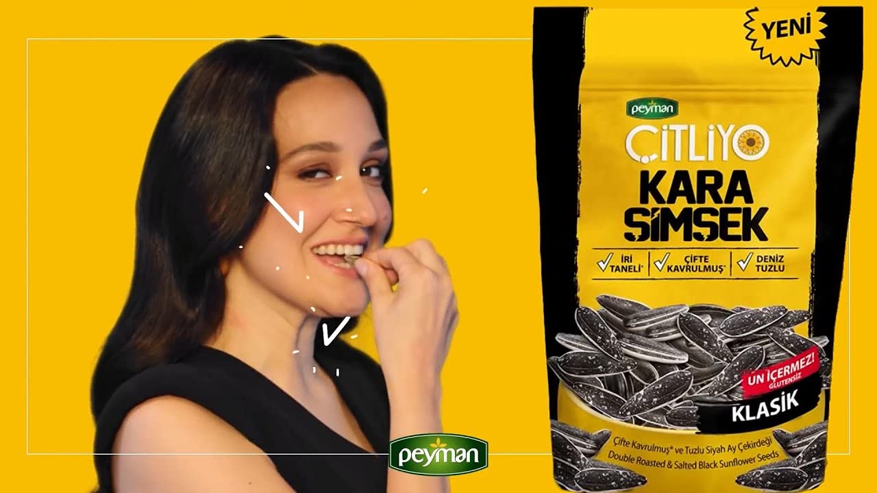 Salted Black Sunflower Seeds,Seeds,Black Lightning,Coarse Grain,Double Roasted,Sea Salted,Gluten Free 180Gr 6.4 Oz By Peyman Halal ???? ???? ?????