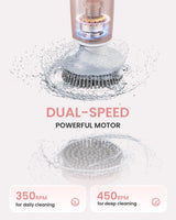 Leebein Electric Spin Scrubber, Shower Scrubber with 4 Adjustable Angles and 8 Brush Heads, Electric Scrubber with Long Handle & Remote Controller