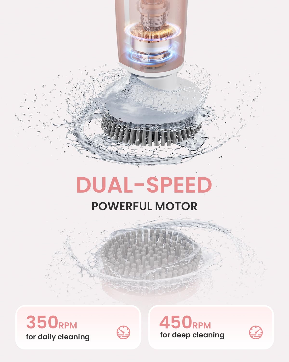Leebein Electric Spin Scrubber, Shower Scrubber with 4 Adjustable Angles and 8 Brush Heads, Electric Scrubber with Long Handle & Remote Controller