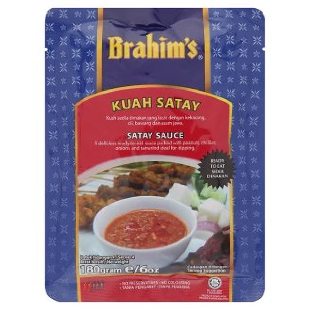 NT# Brahim's Sauce - Satay 180g -Brahim’s Satay Base Sauce is a delicious ready-to-cook sauce packed with peanuts, chillies, onions and tamarind ideal