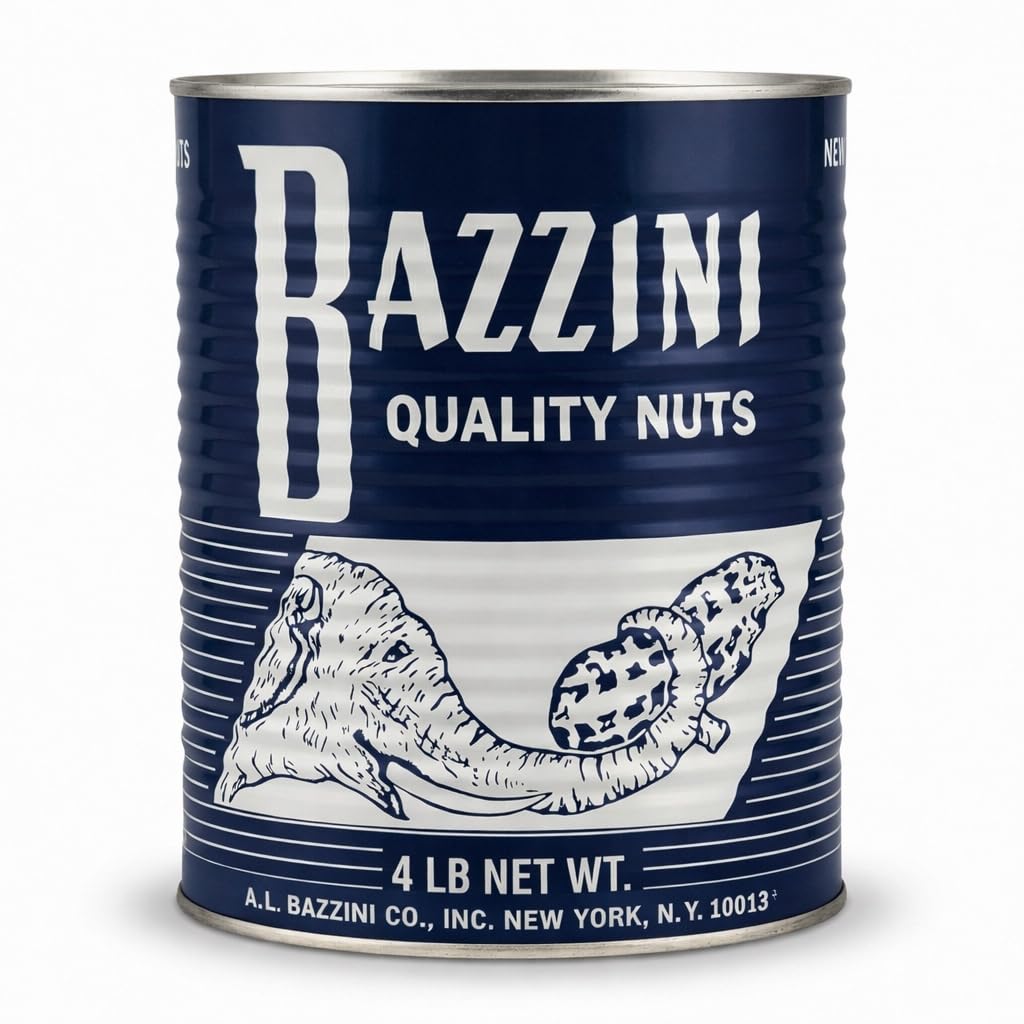 Bazzini Salted Jumbo Peanuts 4lb Bulk Tin, Premium Roasted Peanuts with Classic Crunch, Lightly Salted, Gluten Free Snack for Parties, Events
