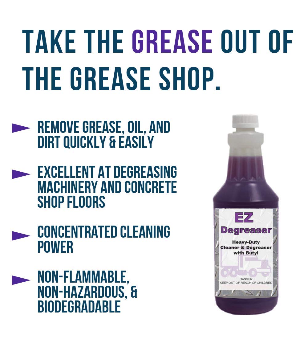 DETCO - EZ Degreaser | Concentrated, Heavy-Duty, Alkaline, Butyl-Based Degreaser - 1 Quart