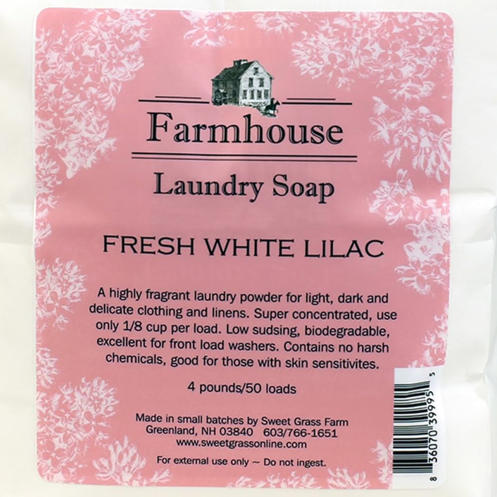 Sweet Grass Farm Farmhouse Laundry Soap Baking Soda Borax Lilac 4 Pound Bag