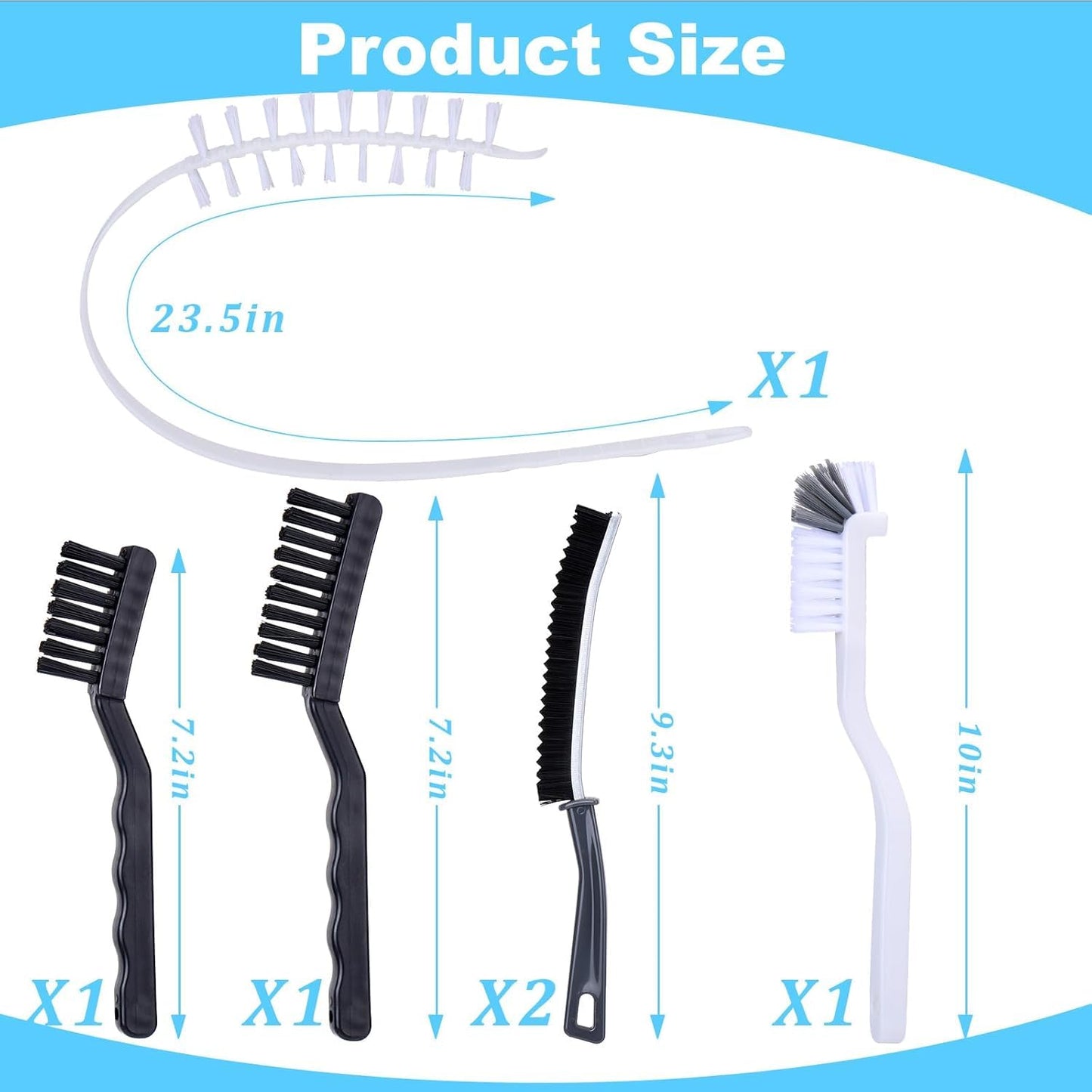 Washing Machine Cleaning Brush Set, 6-Piece Front Load Washer Cleaner Kit with Drum Slot Brush, Crevice Brushes for Rubber Seal