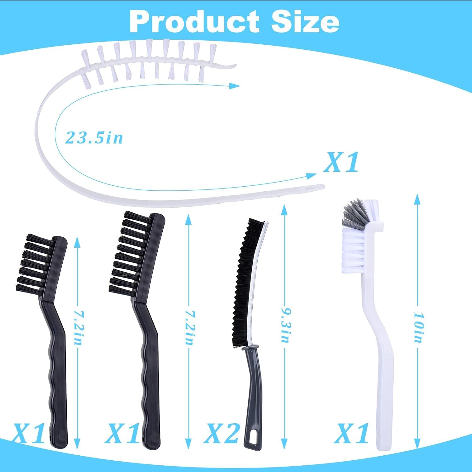 Washing Machine Cleaning Brush Set, 6-Piece Front Load Washer Cleaner Kit with Drum Slot Brush, Crevice Brushes for Rubber Seal