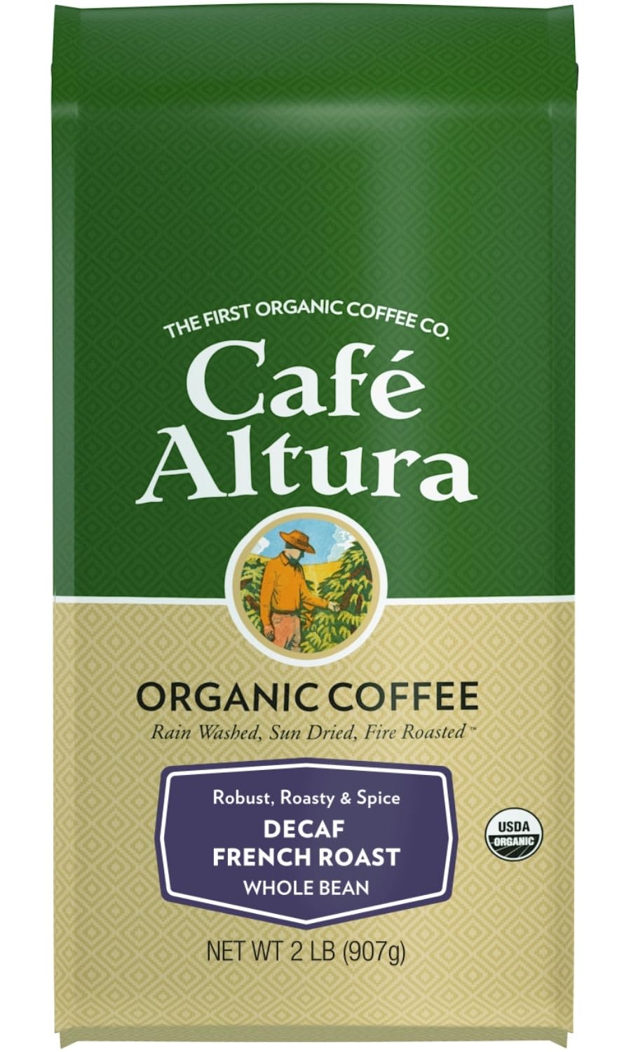 Cafe Altura Whole Bean Organic Coffee, French Roast Decaf, 2 lb Bag