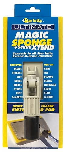 STAR BRITE Ultimate Magic Sponge + Scrub XTEND - Dual Articulating Flex Head, Ideal for Pool, Spa, RV, Boat, and Home, Connects to Extend-A-Brush