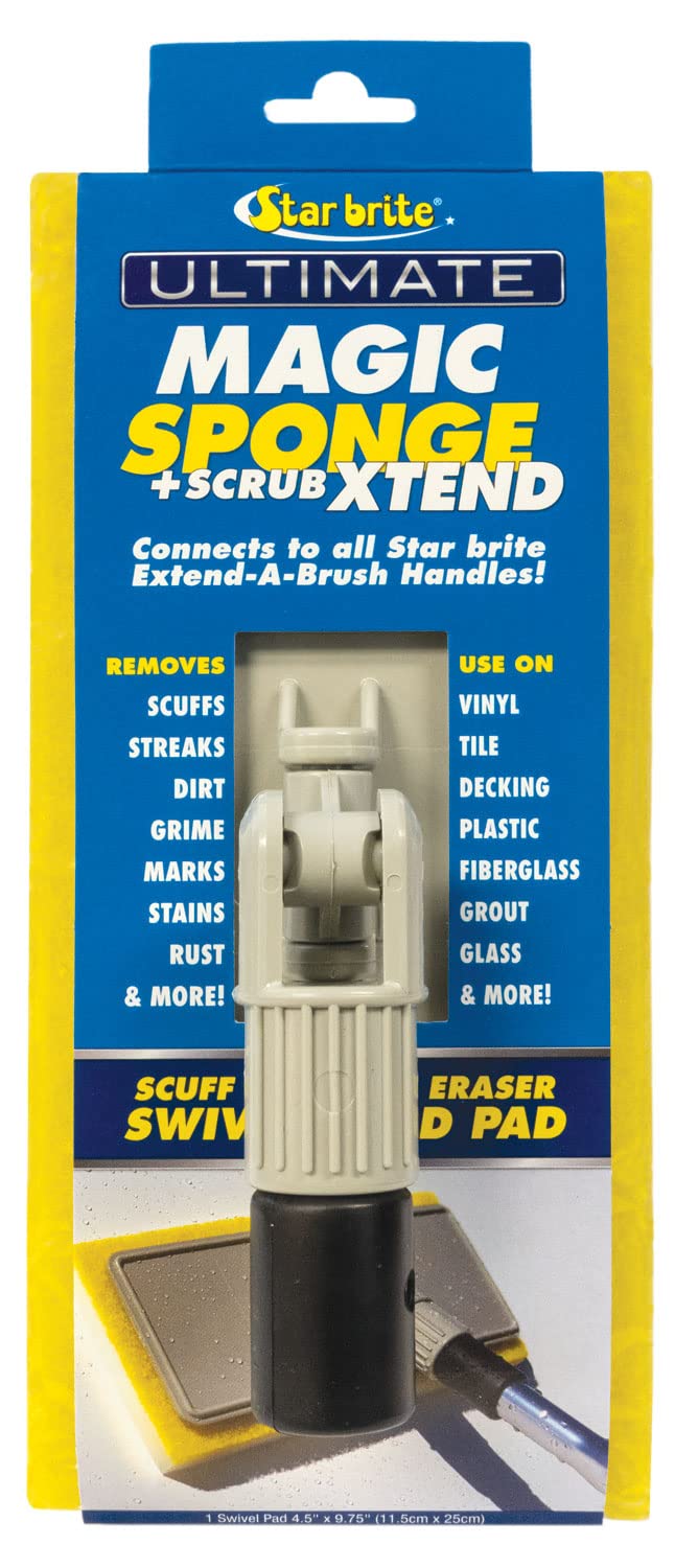 STAR BRITE Ultimate Magic Sponge + Scrub XTEND - Dual Articulating Flex Head, Ideal for Pool, Spa, RV, Boat, and Home, Connects to Extend-A-Brush
