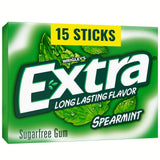 Extra, Spearmint Sugar Free Chewing Gum Grad Gifts Prom Essentials Mint Gum, 15 Stick Slim Pack, 15 Count