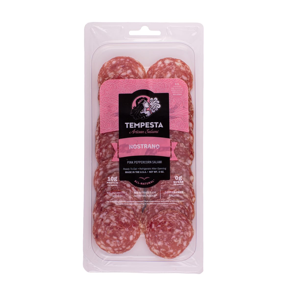 Tempesta NOSTRANO Pink Peppercorn Salami, 3 OZ (Pack of 1)