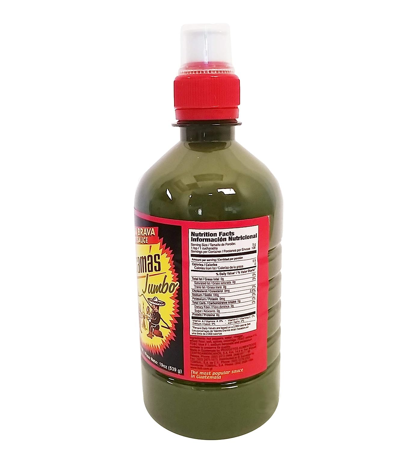PICAMAS - Green Jumbo Hot Sauce Salsa Brava Picante 16oz Bottles (Pack of 2)