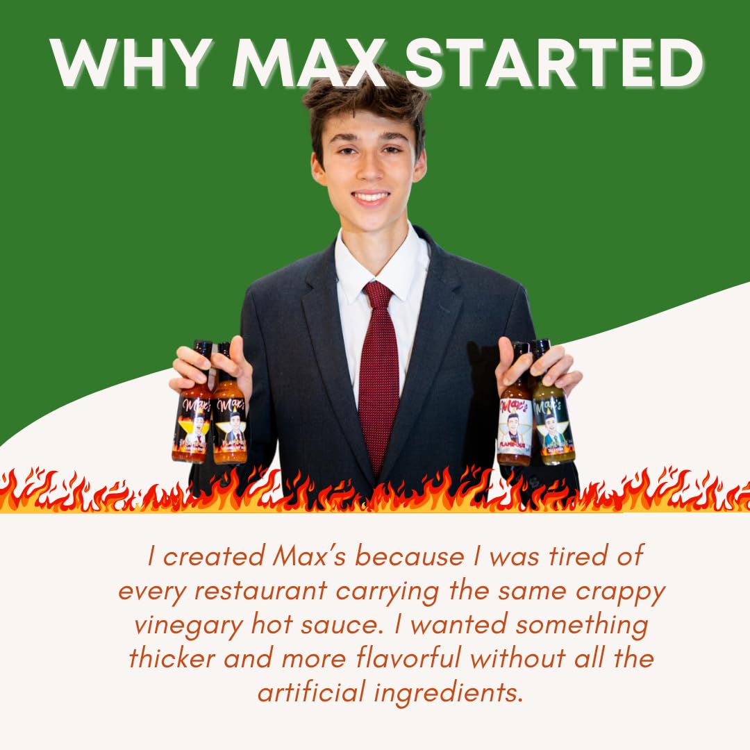 Max Flame-ous Jalapeño Hot Sauce - Earthy & Zesty | Mild 2/5 Heat | Perfect for Topping Eggs & Pork | Cooking | Best, Young, Unique Flavor, Tasty |