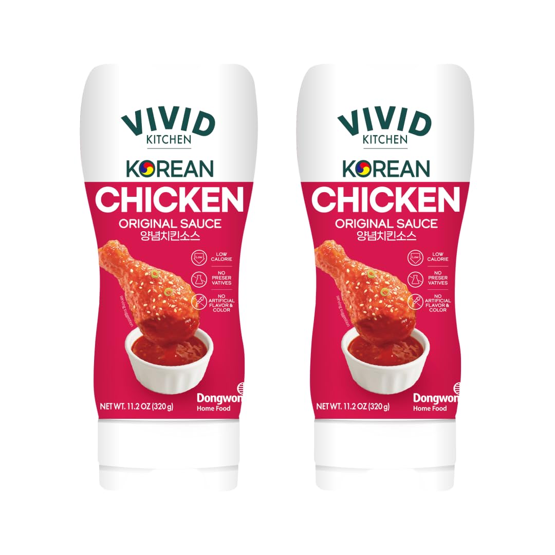 VIVID KITCHEN Korean Chicken Sauce - Low-Calorie, No Preservatives - Sweet and Savory Flavor - Easy Squeeze Bottles - Authentic Korean BBQ Marinade