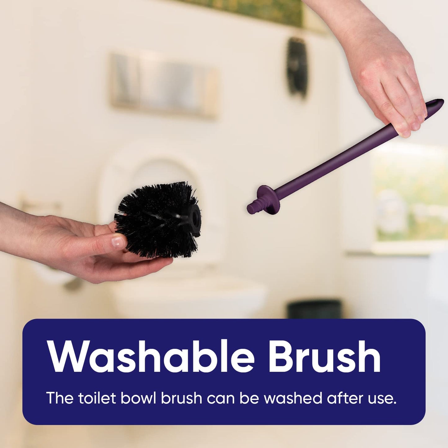 Toilet Brush Cleaner and Holder Purple Toilet Bowl Cleaner Brush with Scrubbing Wand, Brush and Storage Caddy for Easy Bathroom Cleaning