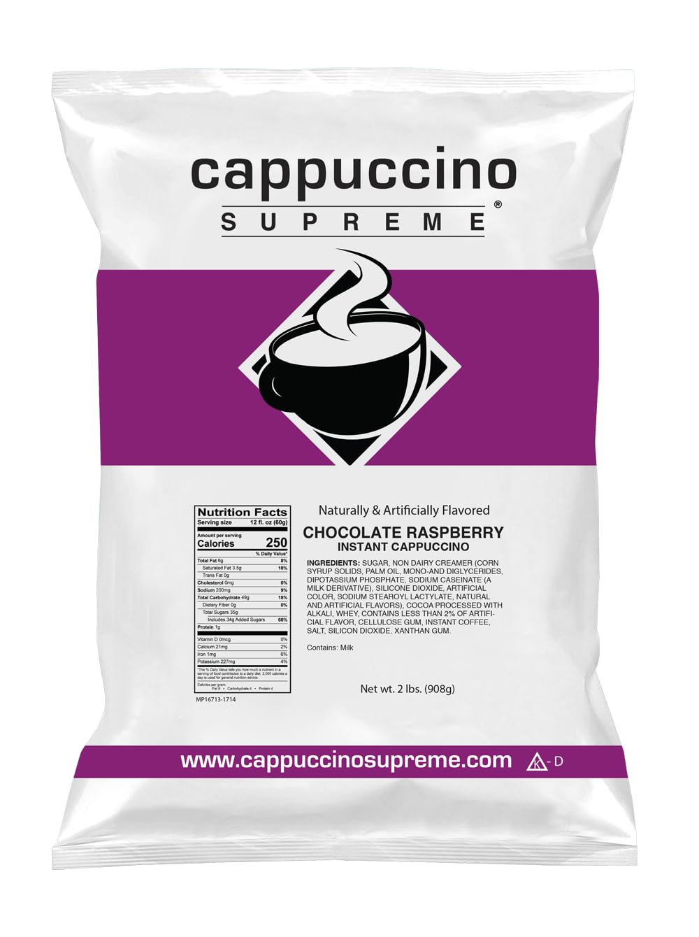 Cappuccino Supreme 2 lb bag Chocolate Raspberry Instant Cappuccino Mix