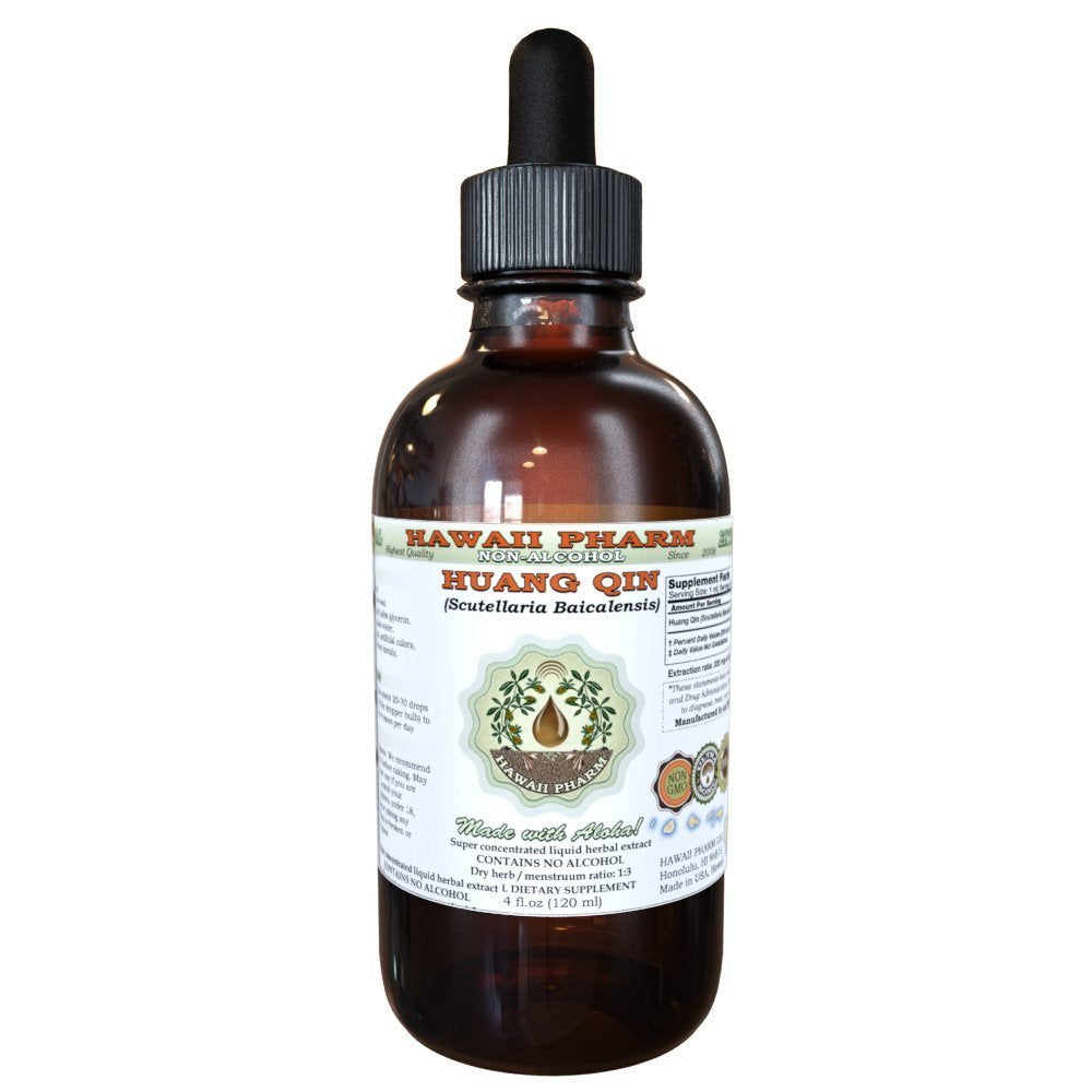 Huang Qin Alcohol-Free Liquid Extract, Huang Qin, Scutellaria (Scutellaria Baicalensis) Root Glycerite Hawaii Pharm Natural Herbal Supplement 2 oz