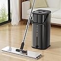SWIFTIRON Flat Mop and Bucket for Home with Extra Refills, Stainless Steel Mop and Bucket with Wringer, Hands-Free Mop, Wet and Dry Use Mop with Long