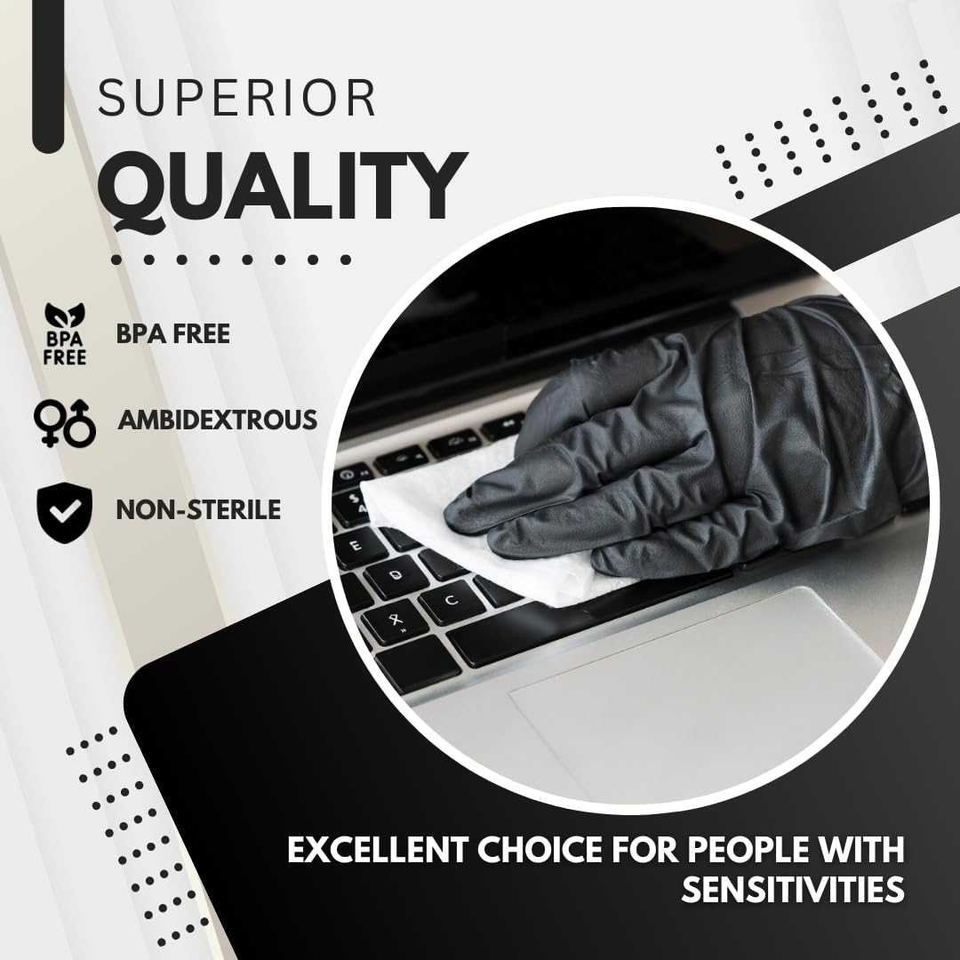 Green Direct Disposable Black Nitrile Gloves, Cleaning - Powder & Latex Free - 100 Count Per Box (X-Large)