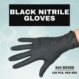 PackagingSuppliesByMail Nitrile Gloves, Latex-Free Disposable Gloves, Powder-Free, Black, Size Extra Small, 5 Mil Thick, Pack of 36000