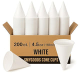 Smygoods Disposable White Paper Cone Cups (Pack of 200-4.5 oz) Eco-Friendly, Leak-Proof, Ideal for Events, Water Coolers, Quick Hydration & Efficient