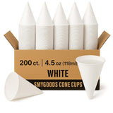 Smygoods Disposable White Paper Cone Cups (Pack of 200-4.5 oz) Eco-Friendly, Leak-Proof, Ideal for Events, Water Coolers, Quick Hydration & Efficient