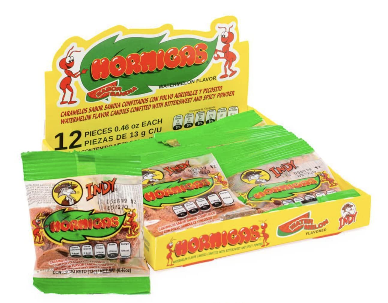 Indy Hormigas Watermelon Flavor Candies with Bittersweet and Spicy Powder