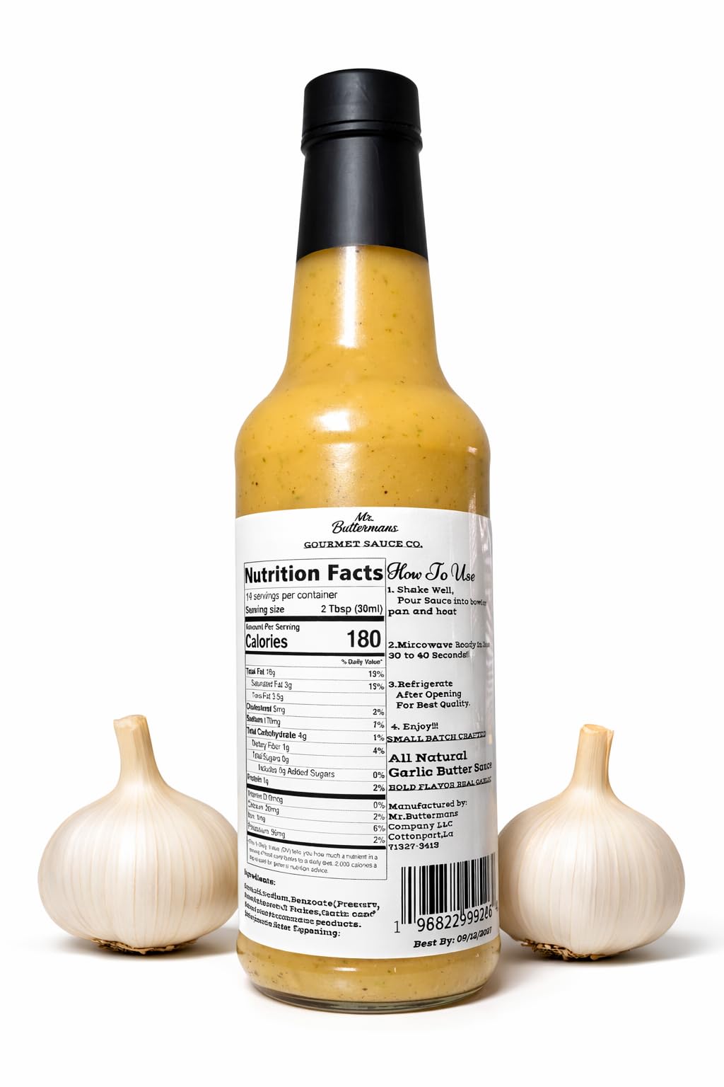 Mr.Buttermans All Natural Gourmet Garlic Butter Sauce,10oz Bottle, 10 Fl Oz (Pack of 1)