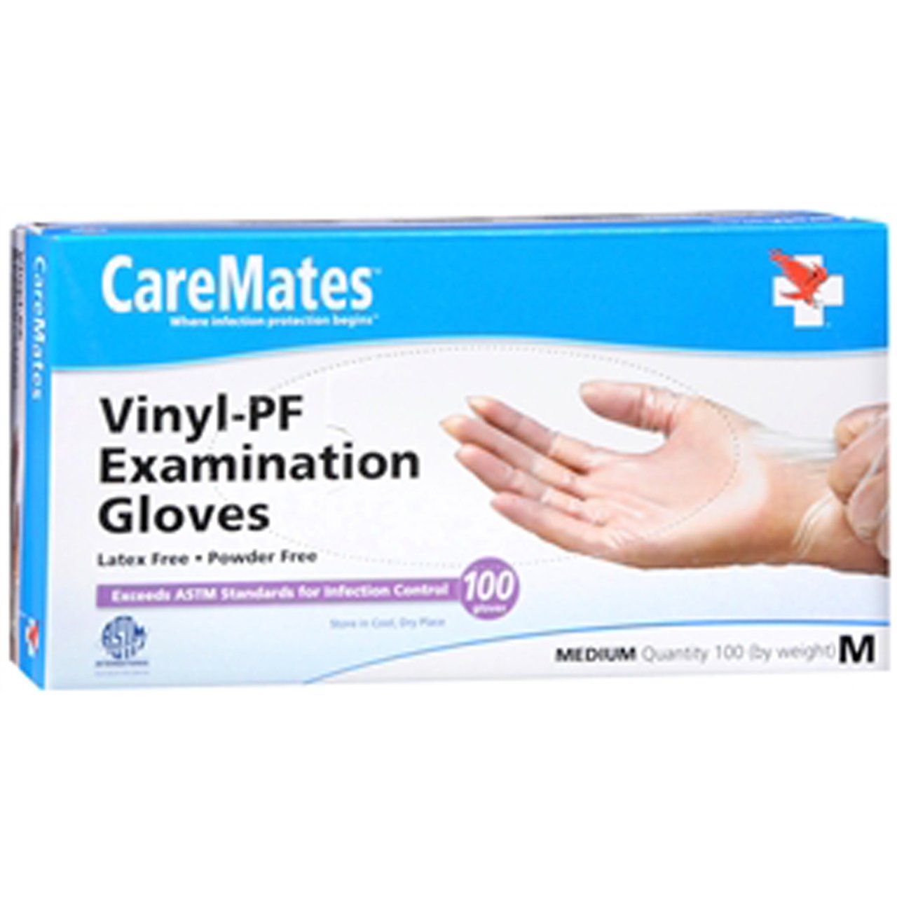 CareMates Vinyl Medical Exam Gloves, Latex Free Rubber, Powder Free, Extra Strong, 4 Mil Thick, Certified for Home Infusion, First Aid, Food Safe