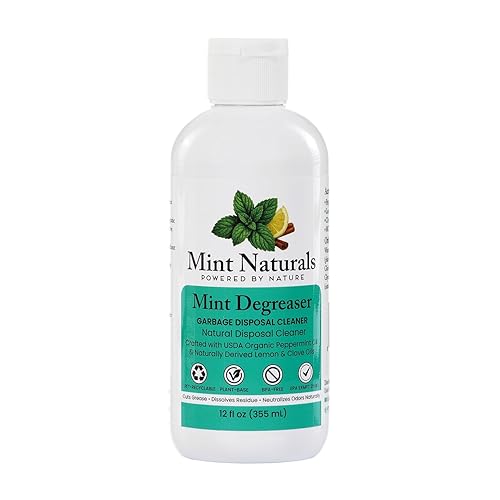 Mint Naturals Natural Garbage Disposal Cleaner & Deodorizer - USDA Organic Peppermint Oil Formula That Helps Refresh Sink & Drain Pipes, 12 oz - Made