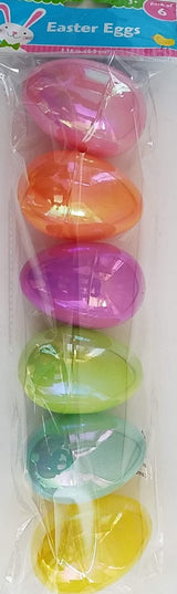 Easter Eggs Iridescent Fillable Plastic 3”x2” 6/Pk