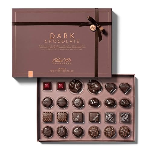 Ethel M Chocolates 24 Piece Premium Dark Chocolate Collection Assortment Candy Gift Box ? Exotic flavors, lemon, vanilla, caramel and more