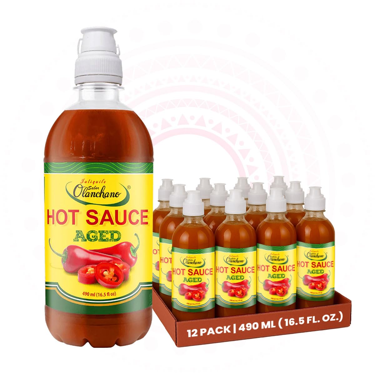 Jutiquile Sabor Olanchano Mild Hot Sauce Aged with Jalapeño from Olancho, Rich Flavor & Vibrant Color, Perfect for Enhancing Your Meals, Pantry Staple