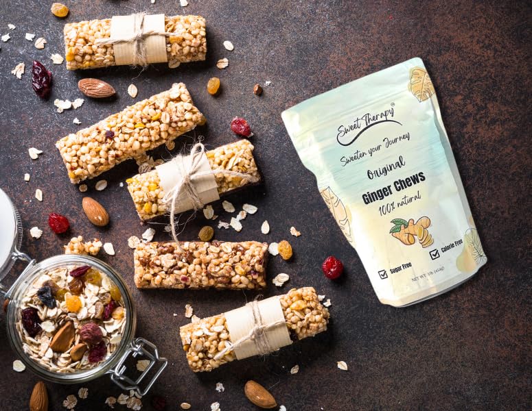 Sweet Therapy Ginger Chews Sugar Free - Sugar free ginger candy - Zero Sugar Candy - Healthy snacks - Calorie free candy - 1LB - Original flavor.