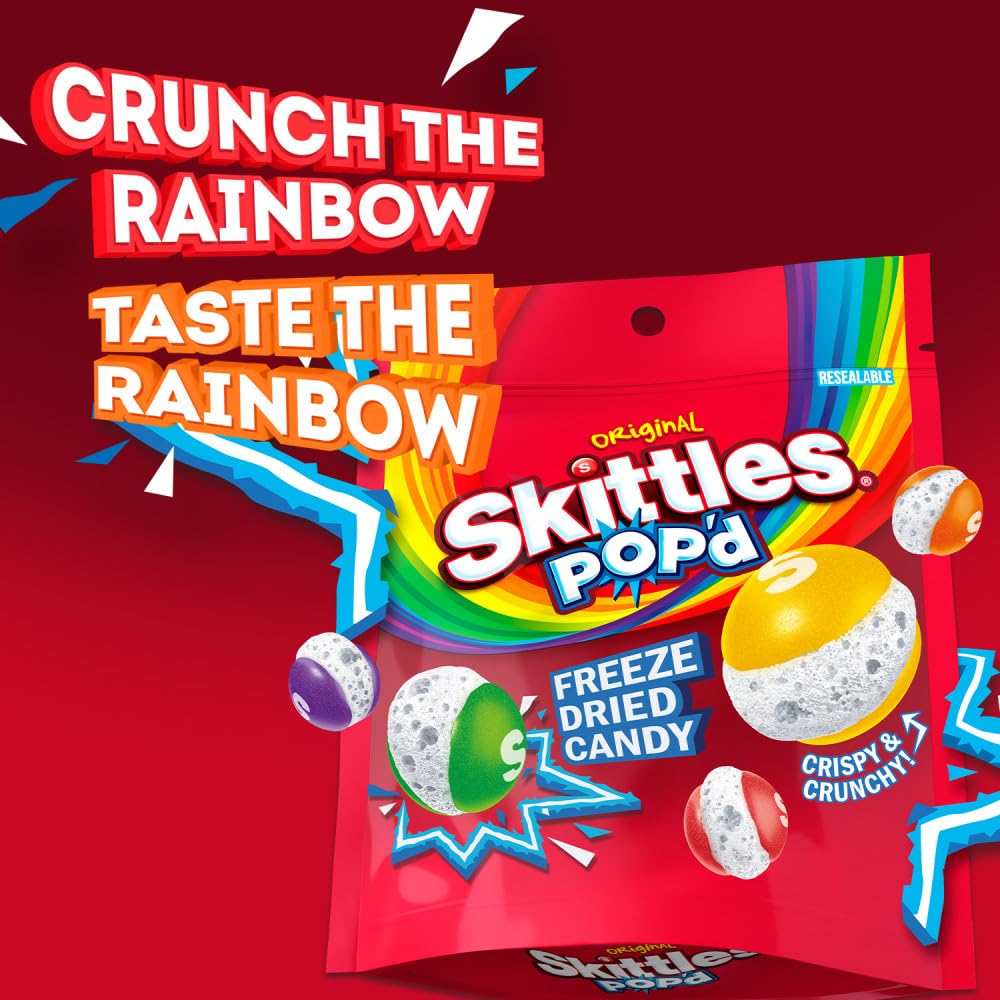 Skittles, POP'd Originals Freeze Dried Candy, Freeze Dried Snacks, 5.5 Ounce