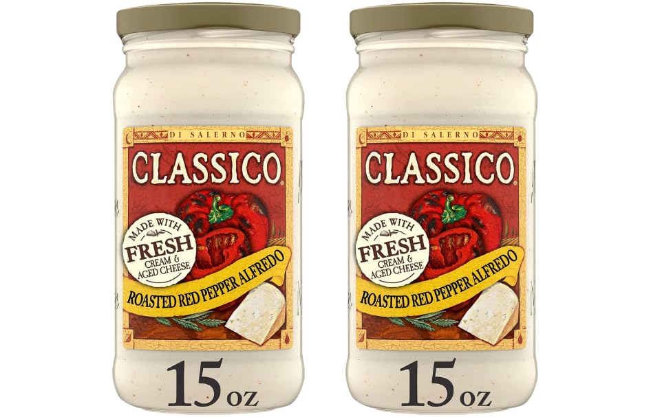 Classico Roasted Red Pepper Alfredo Pasta Sauce, 15 Oz (Pack of 2)