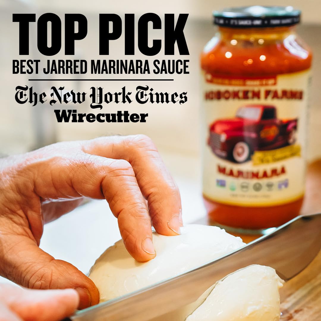 Hoboken Farms Marinara Sauce - No Sugar Added, Non-GMO, Preservative-Free, Low Carb, Keto - Better For You Pasta Sauce! (25 Fl Oz, Pack of 2)