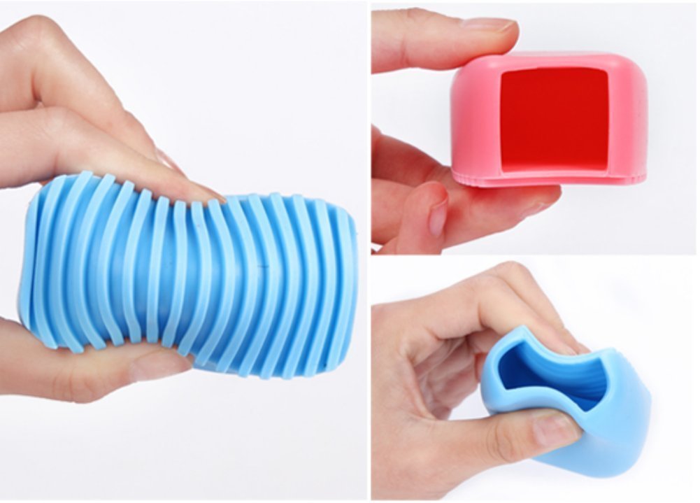 AKOAK 2 Pcs Candy Color Blue and Pink Silicone Washboard Creative Mini Handheld Laundry Washboard