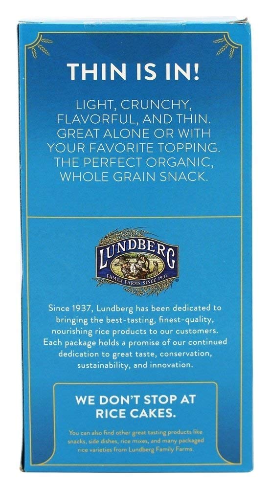 Lundberg Organic Thin Stackers, Brown Rice, Lightly Salted, Thin Rice Cakes, Gluten-Free, Vegan, Healthy Snacks, 6 Oz