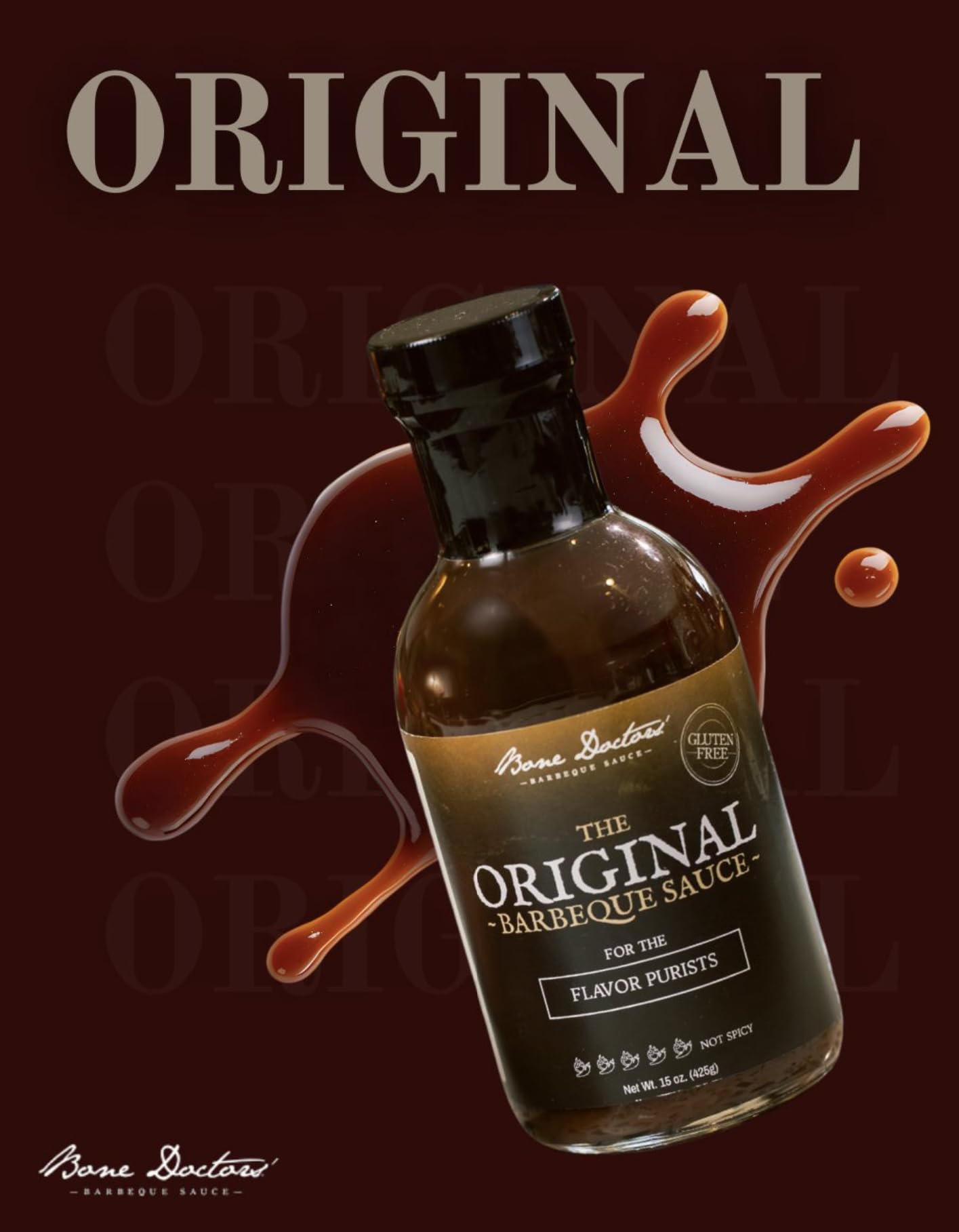 Bone Doctors' - Original BBQ Sauce, 15oz - Classic Zesty Barbecue Sauce with Lemon & Horseradish for Ribs, Chicken, Pork & Grilling - Award Winning