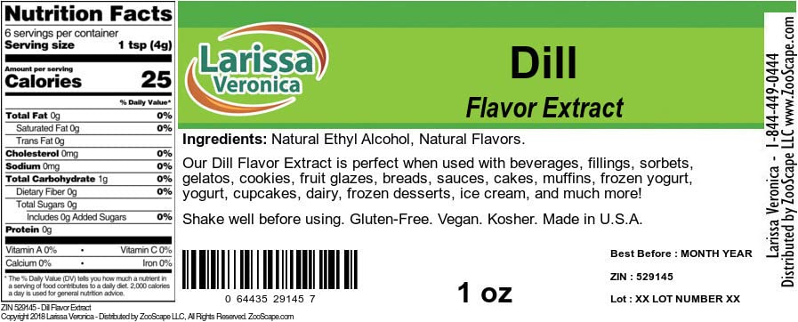 Dill Flavor Extract (1 oz, ZIN: 529145)