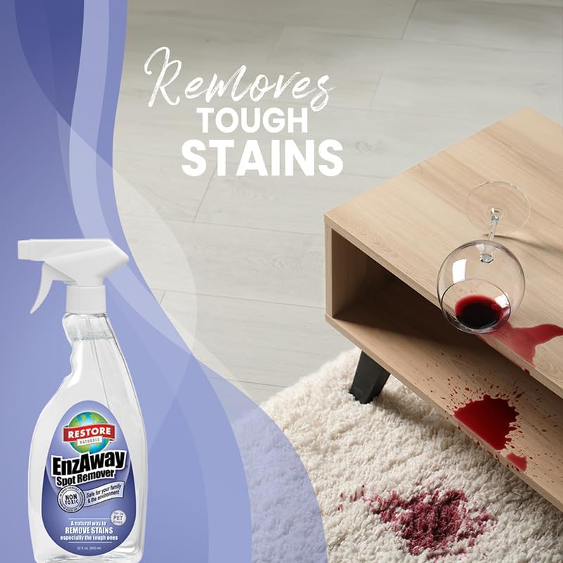 Restore Naturals Enzaway Stain Remover Spray - 22oz - Spot Cleaner for Clothes, Arm Pit Spot Remover for Clothes, Armpit Sweat Stain Remover - 1