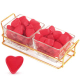 Yumzo Mothers Day Glass Tray with Cherry Jelly Hearts, 2 Section Glass Tray with 8oz of Mothers Day Gummies, Ideal Gummy Hearts for Party Favors